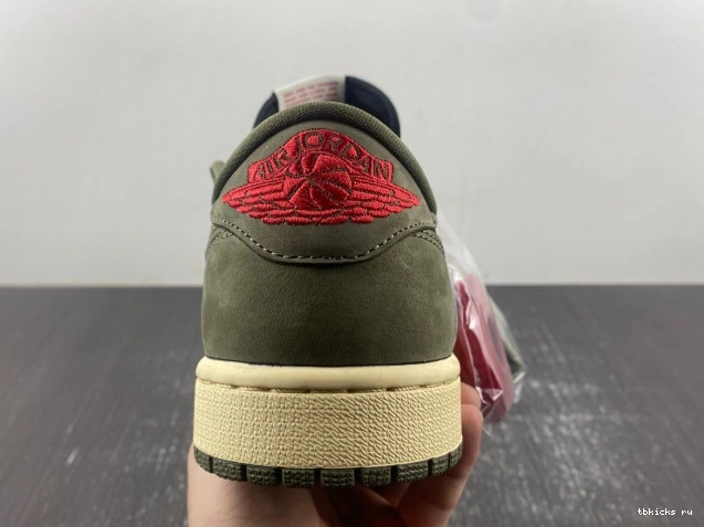 Rep TB DM7866-002 'BLACK SP JORDAN LOW AIR 1 TRAVIS SCOTT OG X OLIVE' 0714